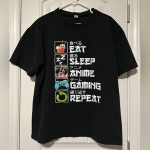 NWOT! Black Graphic T-Shirt with Anime and Gaming Design